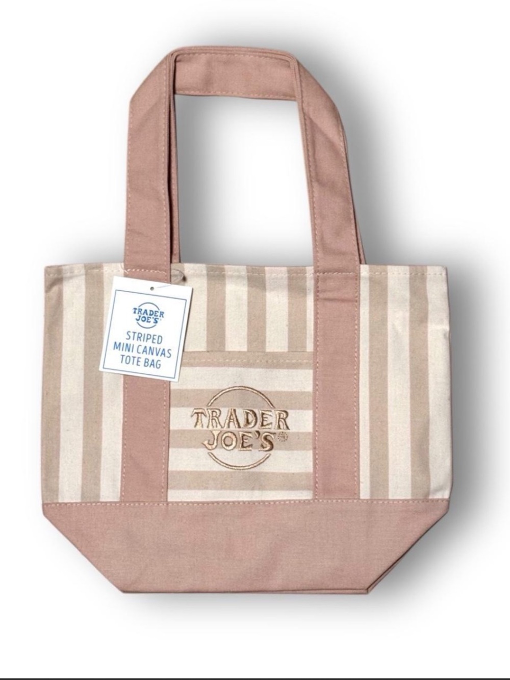 Trader Joe’s Striped Pink Canvas Tote Bag